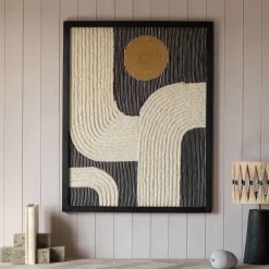 Black and White Abstract Jute Wall Art