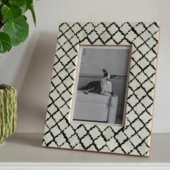 Black and White Moroccan Print Bone Frame