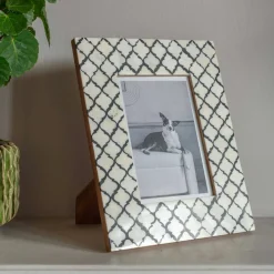 Black and White Moroccan Print Bone Frame