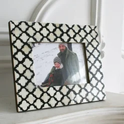 Black and White Moroccan Print Bone Frame