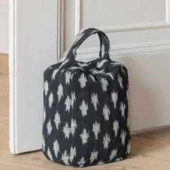 Black Ikat Door Stopper