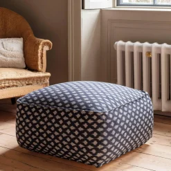 Black Ikat Pouffe
