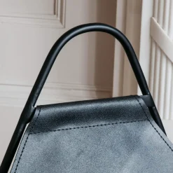 Black Leather Log Holder