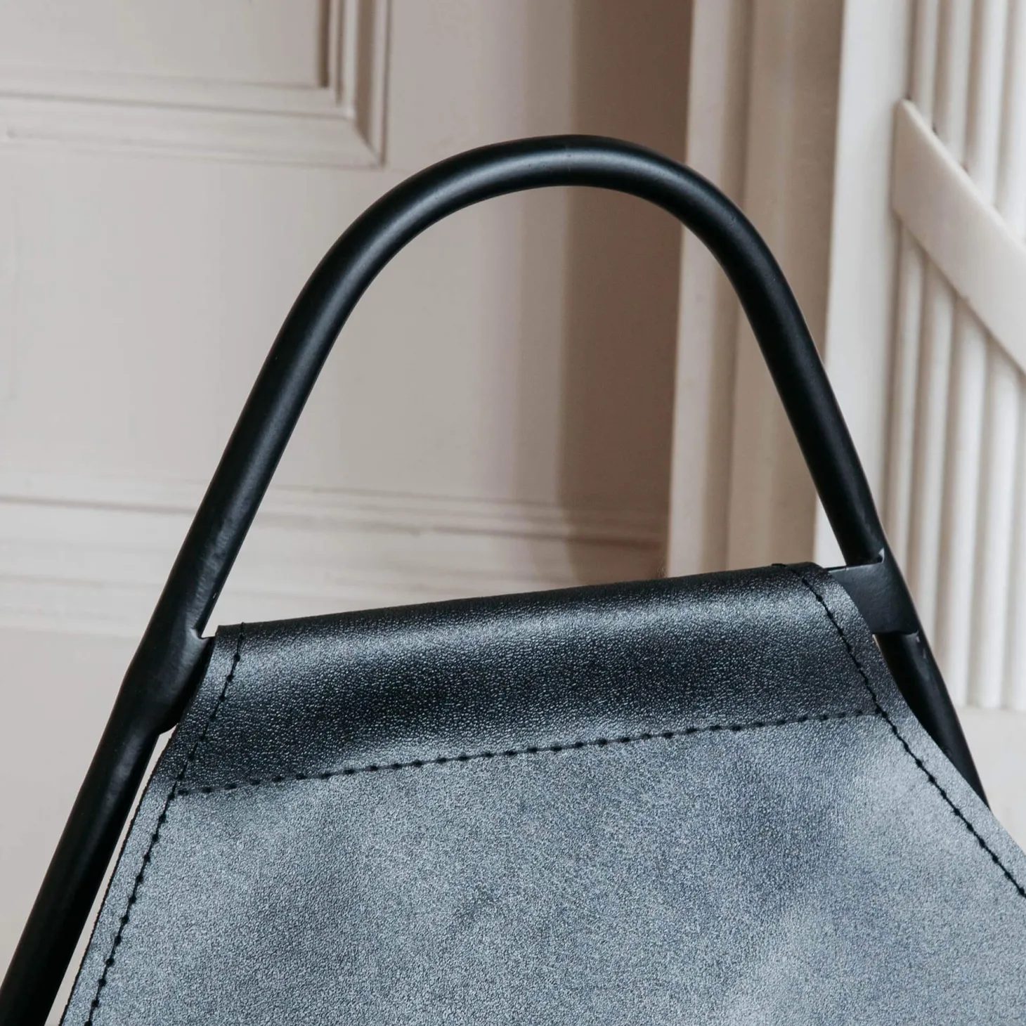 Black Leather Log Holder