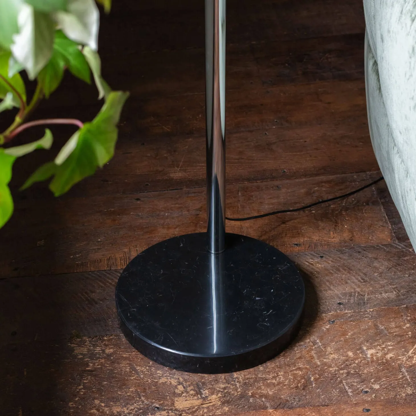 Black Marble and Chrome Floor Lamp