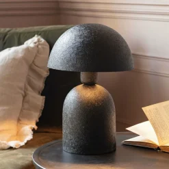 Black Textured Dome Table Lamp