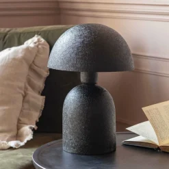 Black Textured Dome Table Lamp