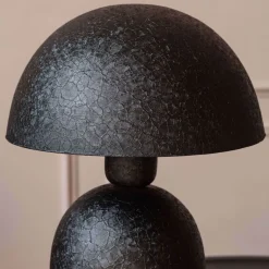 Black Textured Dome Table Lamp