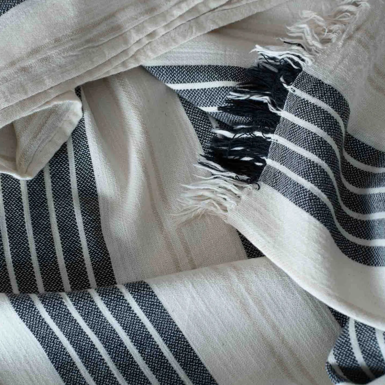 Black Wide Stripe Turkish Beach Towel Wrap