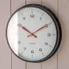Black with Red Hands Factory Wall Clock