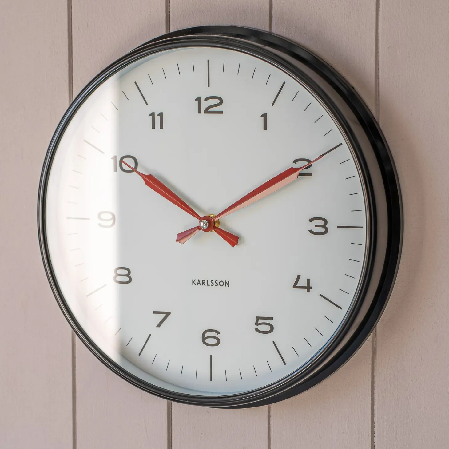 Black with Red Hands Factory Wall Clock