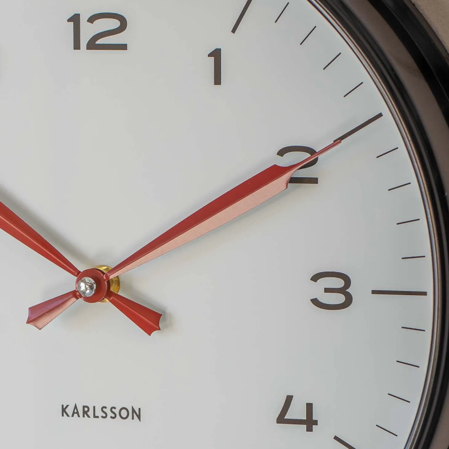Black with Red Hands Factory Wall Clock