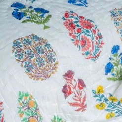 Bloom Floral Block Printed King Size Quilt