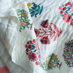 Bloom Floral Block Printed King Size Quilt
