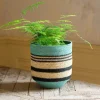 Blue and Black Striped Basket