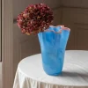 Blue and Peach Ruffle Vase - Large