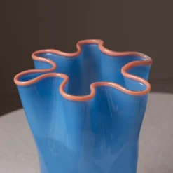 Blue and Peach Ruffle Vase - Large