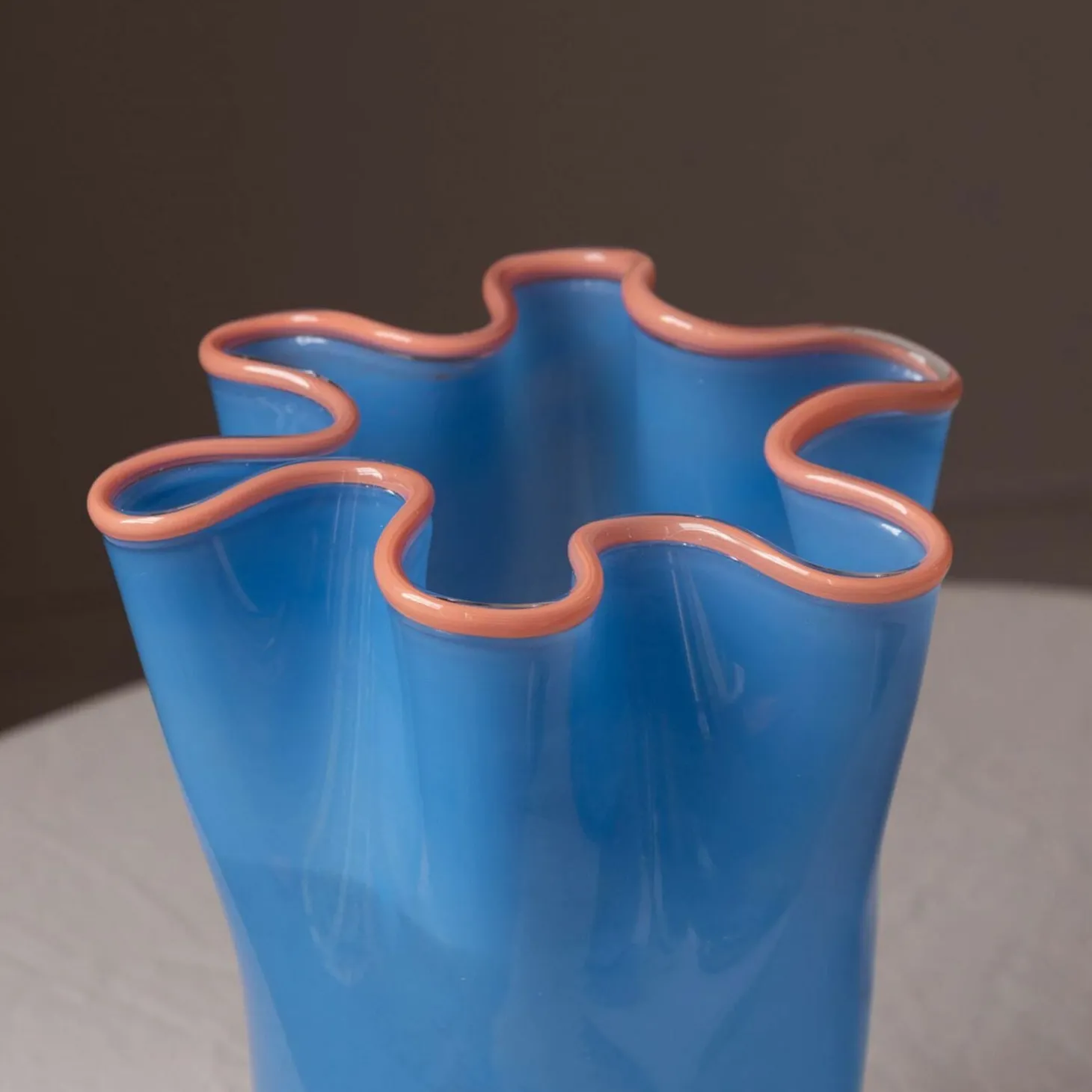 Blue and Peach Ruffle Vase - Large