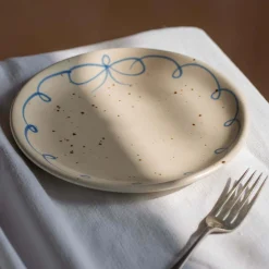 Blue Bow Dessert Plate