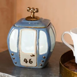 Blue Cable Car Cookie Jar