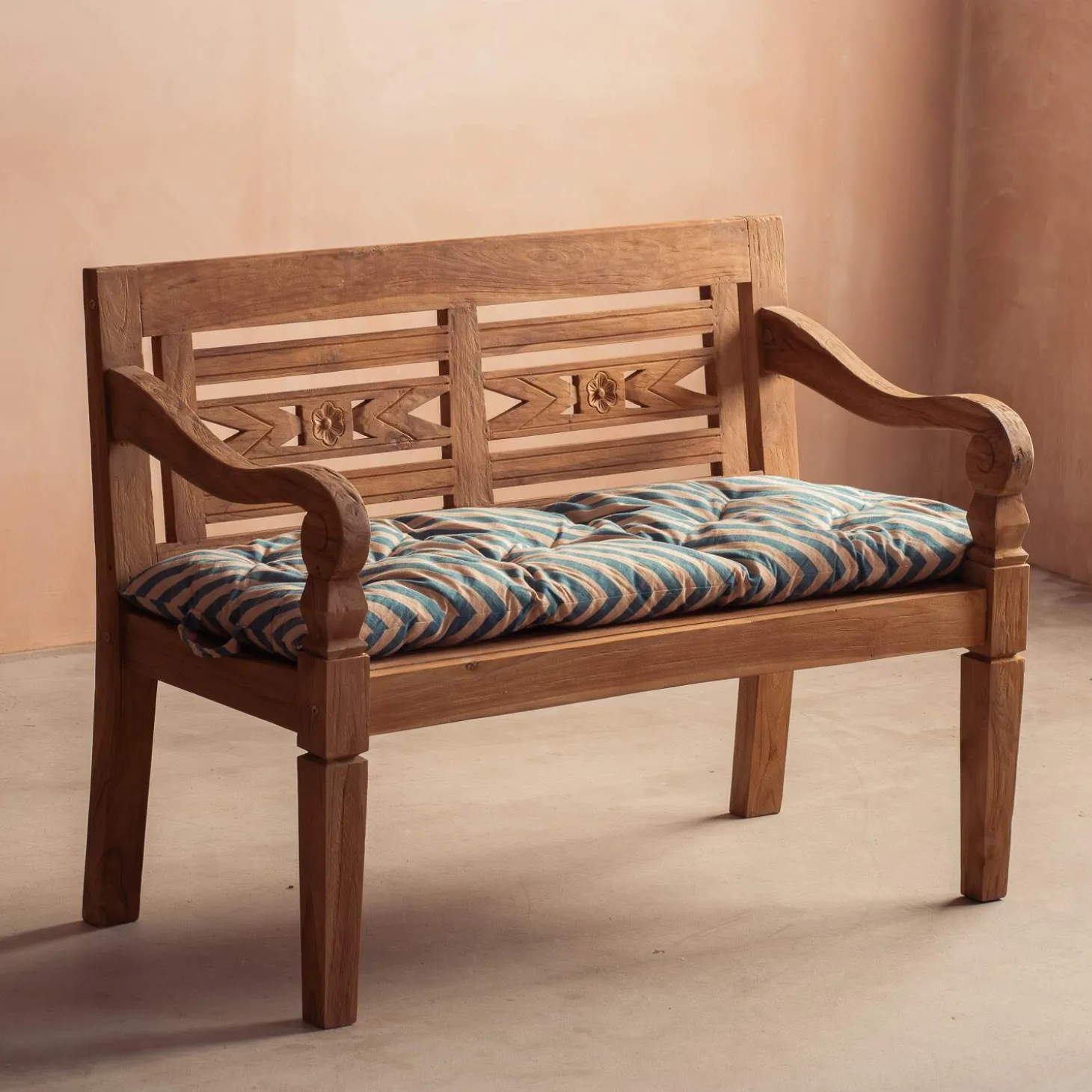Blue Candy Stripe Bench Seat Pad