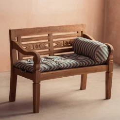 Blue Candy Stripe Bench Seat Pad