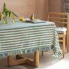 Blue Candy Stripe Frill Tablecloths