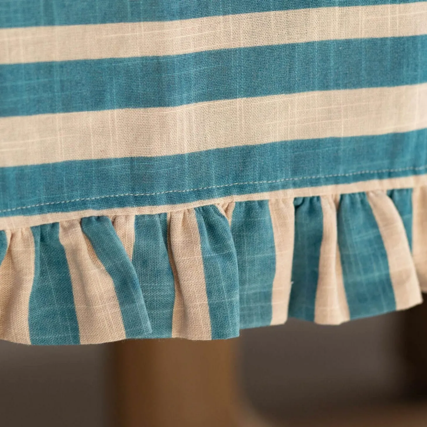 Blue Candy Stripe Frill Tablecloths