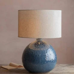 Blue Dot Ceramic Lamp with Shade