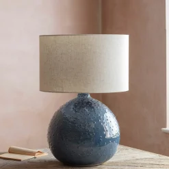 Blue Dot Ceramic Lamp with Shade