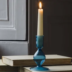 Blue Glass Candle Holder
