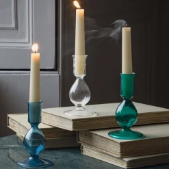 Blue Glass Candle Holder