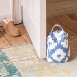 Blue Ikat Door Stopper