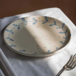 Blue Leaves Dessert Plate