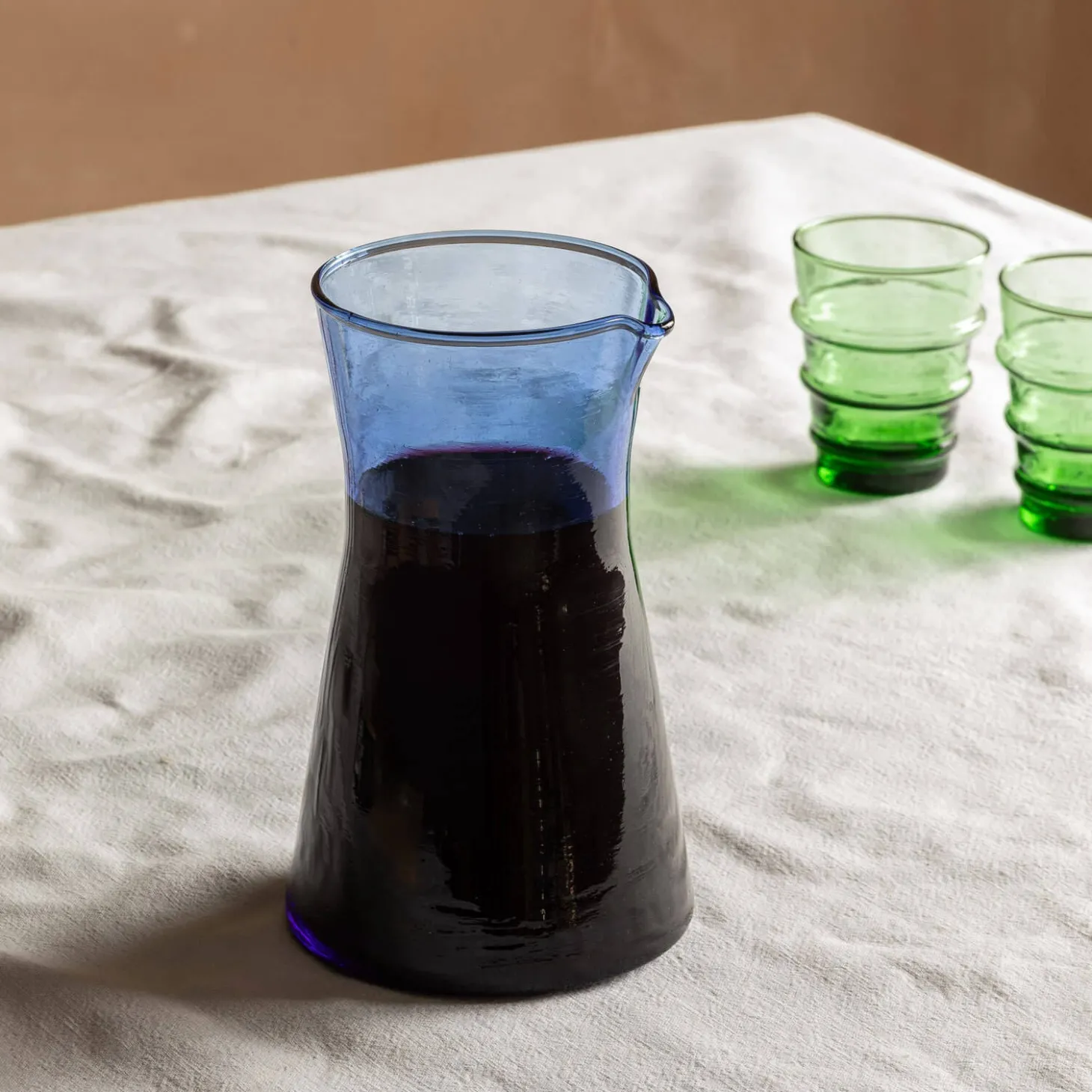 Blue Moroccan Glass Carafe