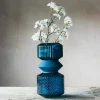 Blue Tiered Glass Vase