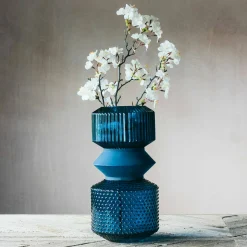 Blue Tiered Glass Vase
