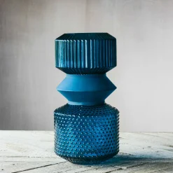 Blue Tiered Glass Vase