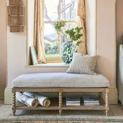Bobbin Natural Linen and Ash Bench