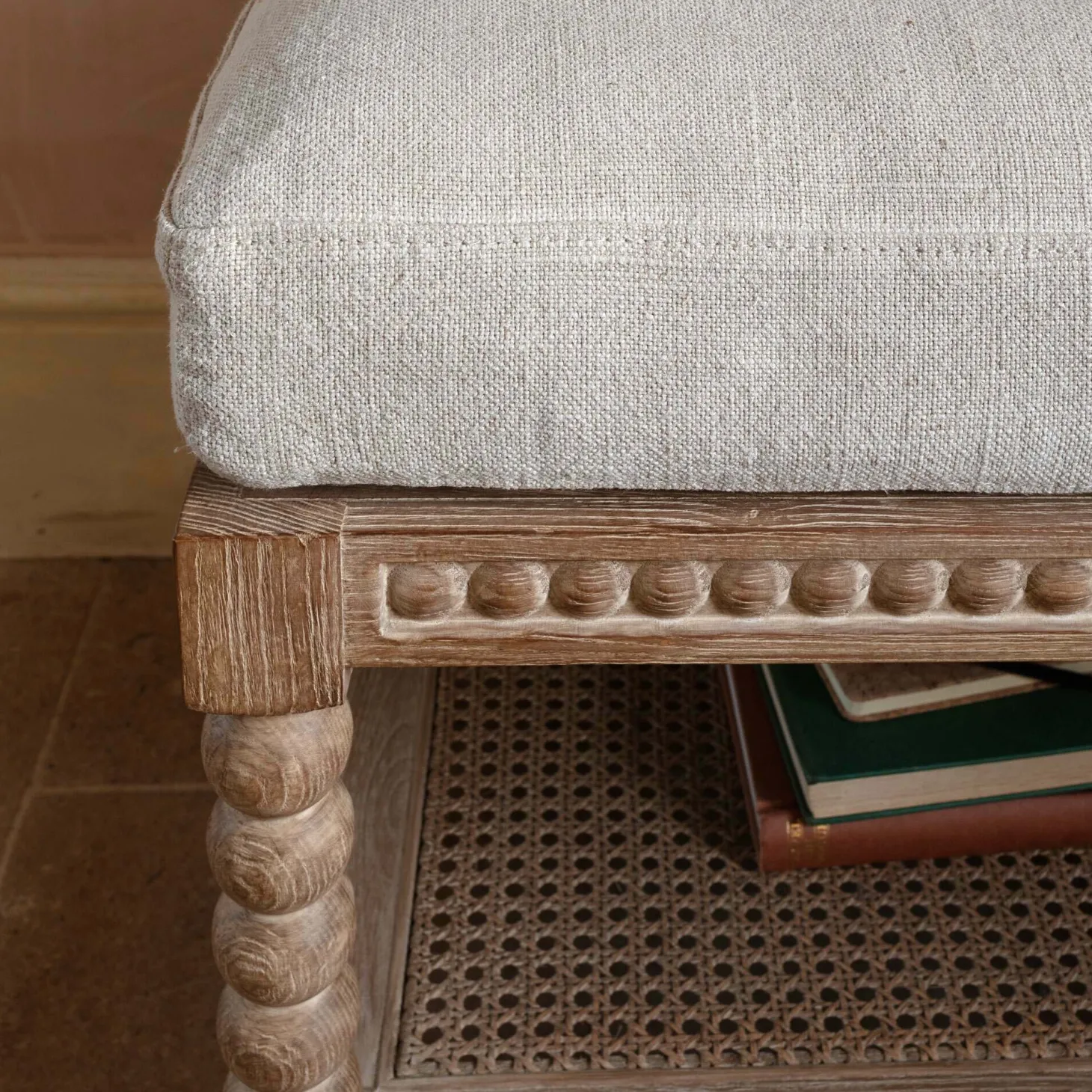 Bobbin Natural Linen and Ash Bench