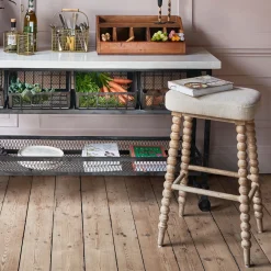 Bobbin Natural Linen Bar Stool