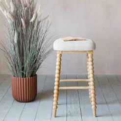 Bobbin Natural Linen Bar Stool