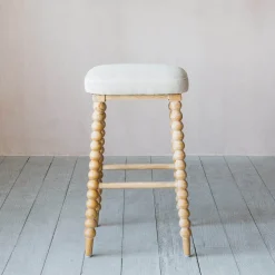 Bobbin Natural Linen Bar Stool