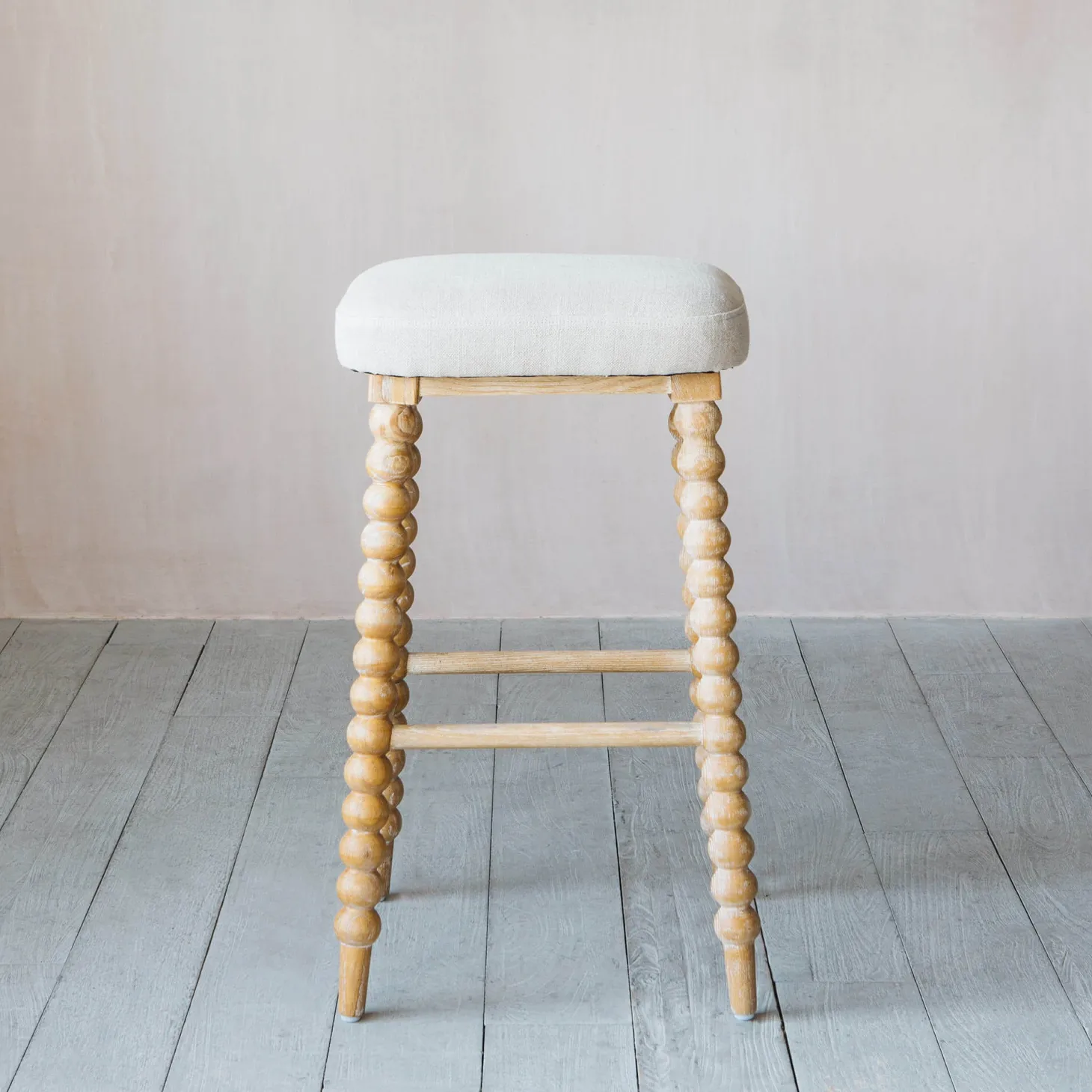 Bobbin Natural Linen Bar Stool