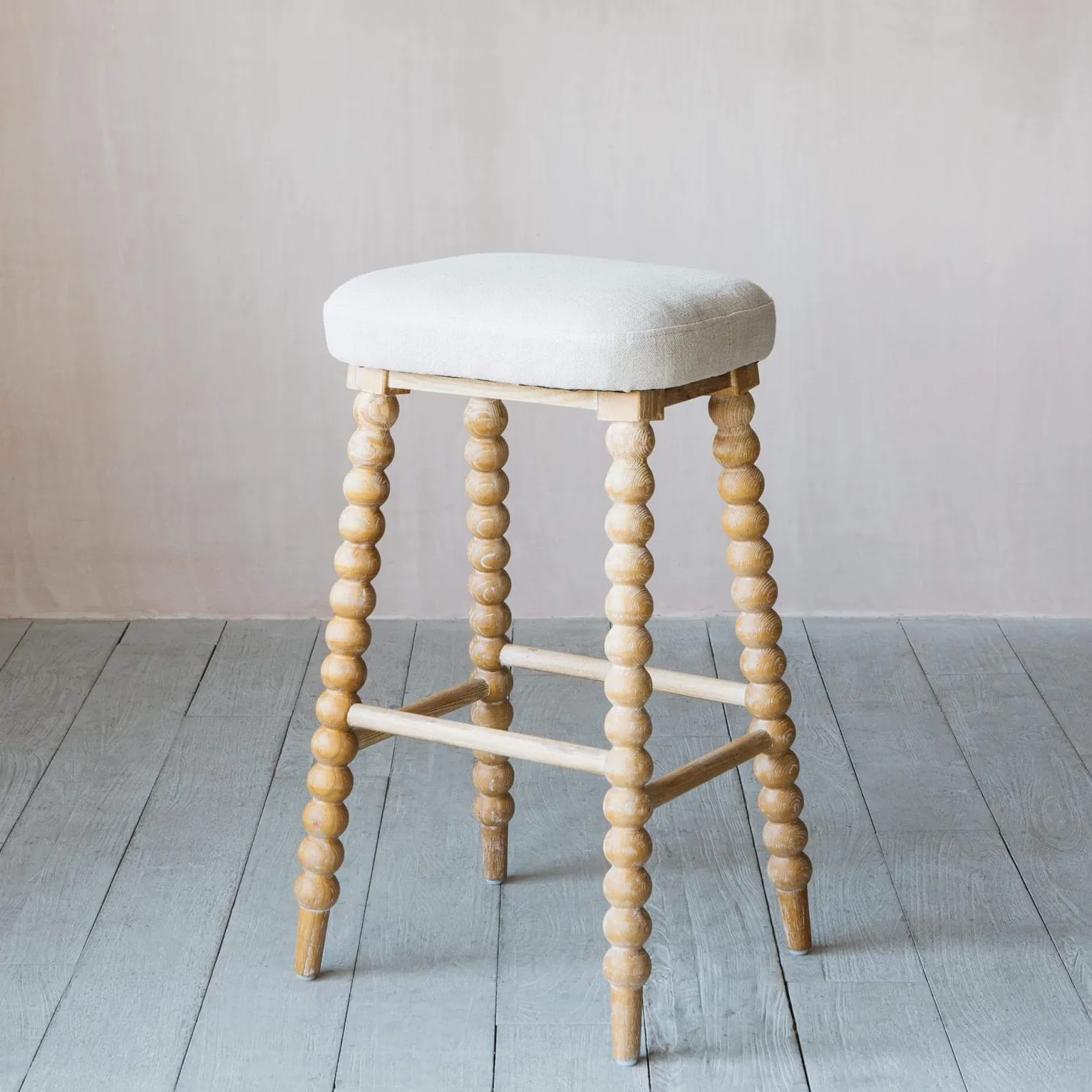 Bobbin Natural Linen Bar Stool