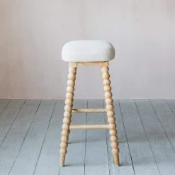 Bobbin Natural Linen Bar Stool