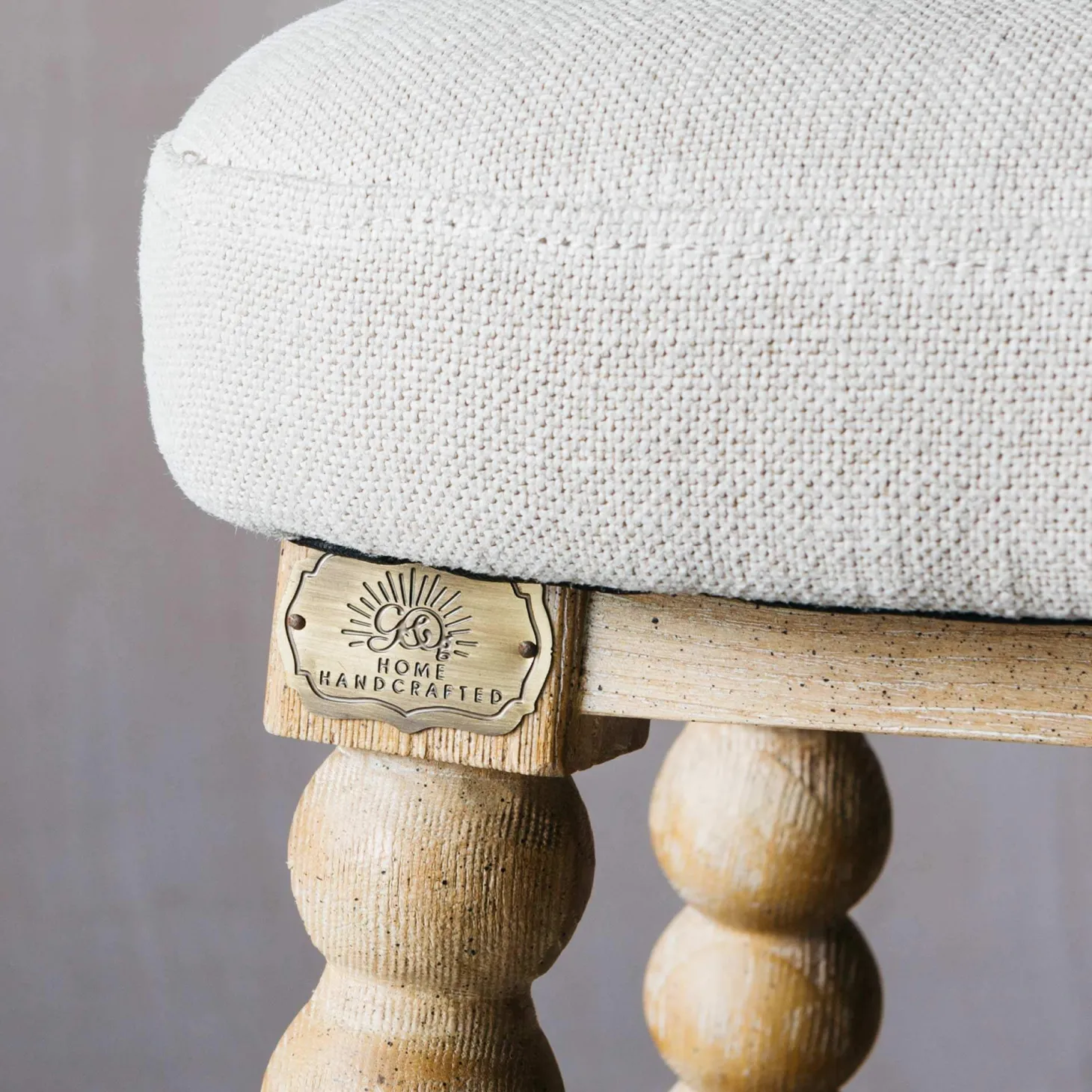 Bobbin Natural Linen Bar Stool