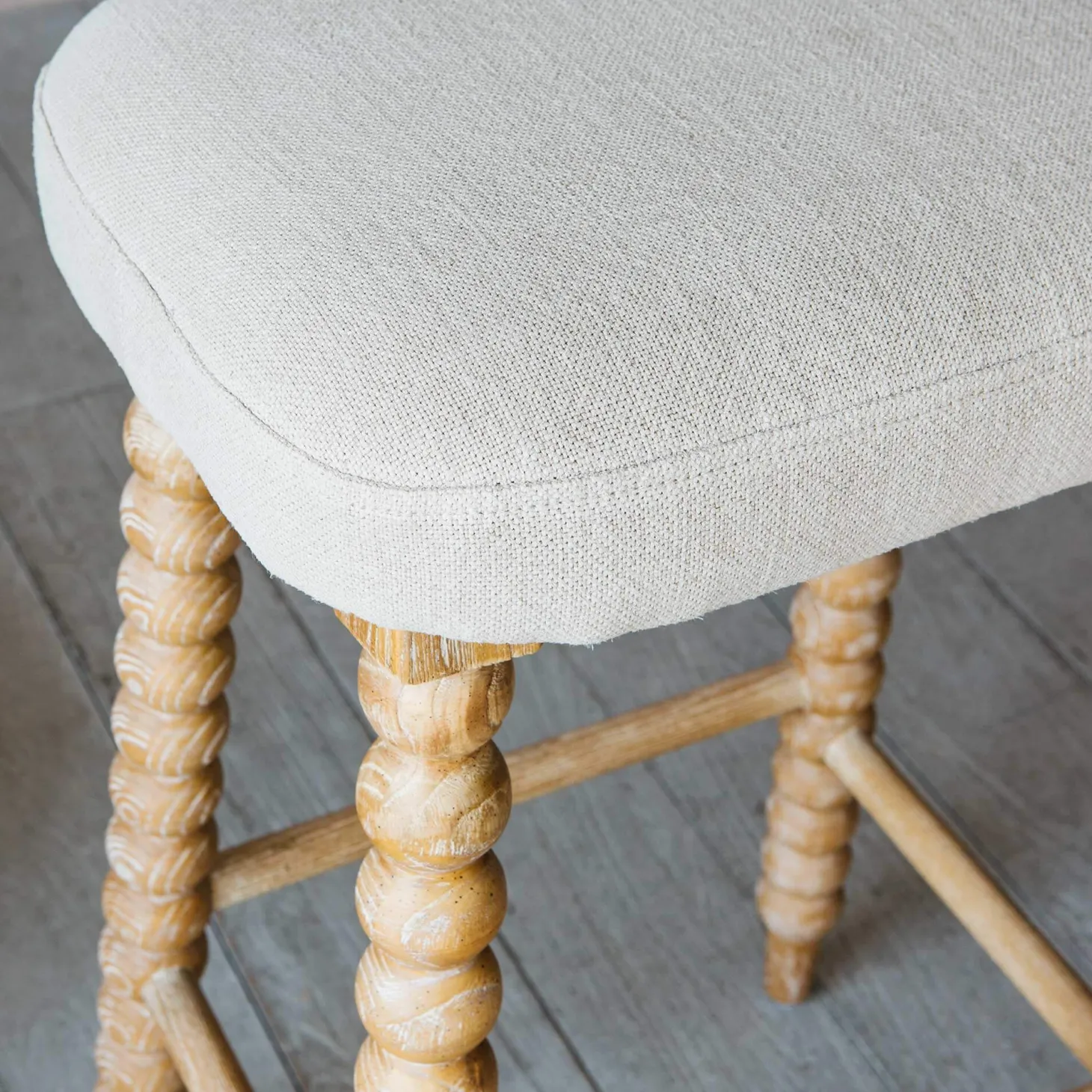Bobbin Natural Linen Bar Stool