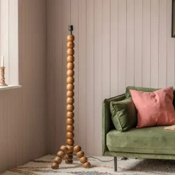 Bobbin Tripod Dark Wooden Floor Lamp