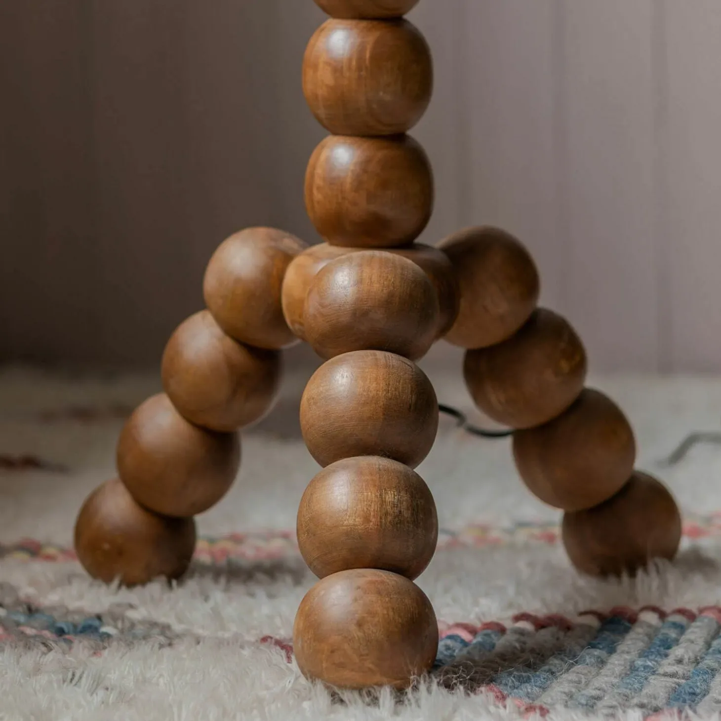 Bobbin Tripod Dark Wooden Floor Lamp